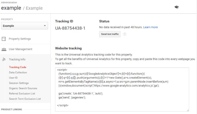 google analytics ecommerce tracking code