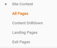 Google Analytics Site Content Menu